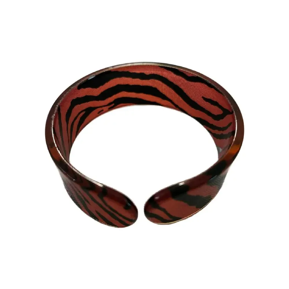 Vintage Y2K Zebra Swirl Lucite Chunky Cuff Bracelet